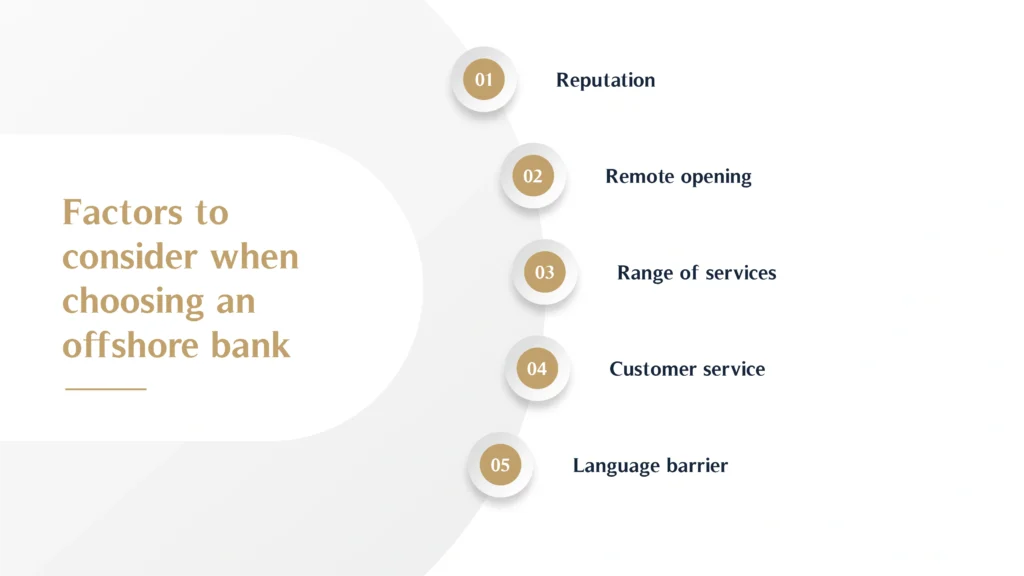 Factors to consider when choosing an offshore bank